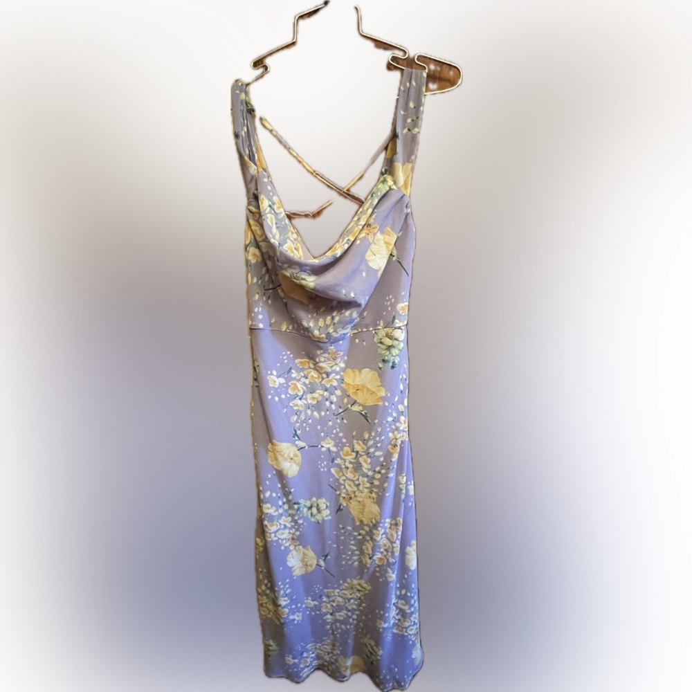 Lush Floral Lavender and Yellow Dress